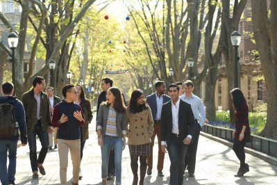 Photo of Wharton students walking on campus