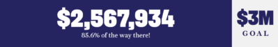 $2,567,934 Raised — 85.6% of the way there!