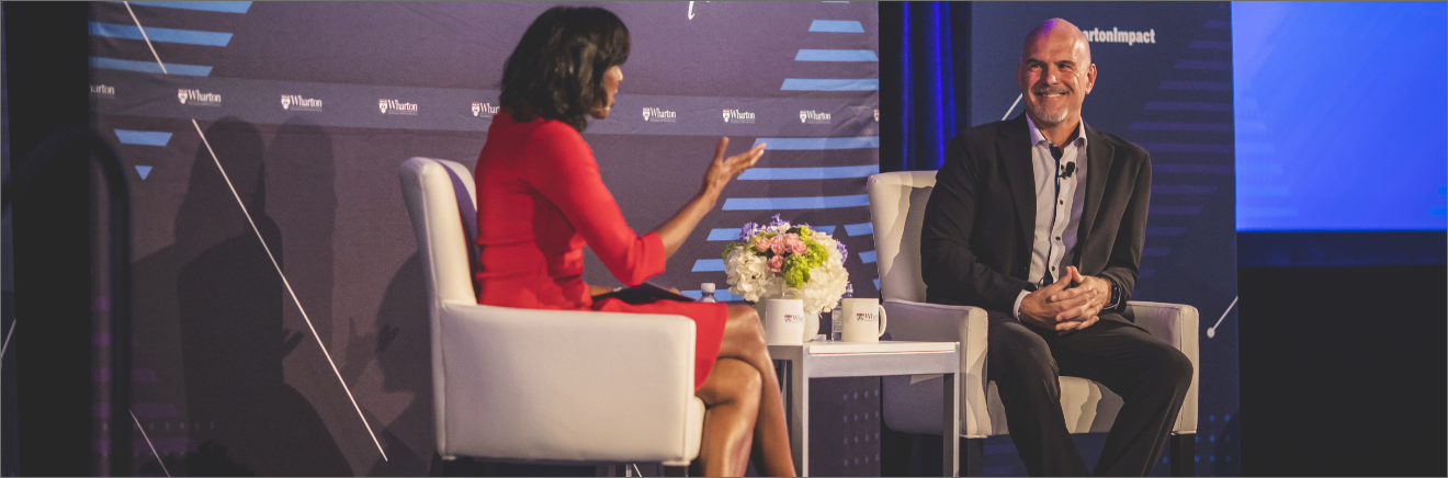 Dean Erika James in conversation with Professor Michael Platt.