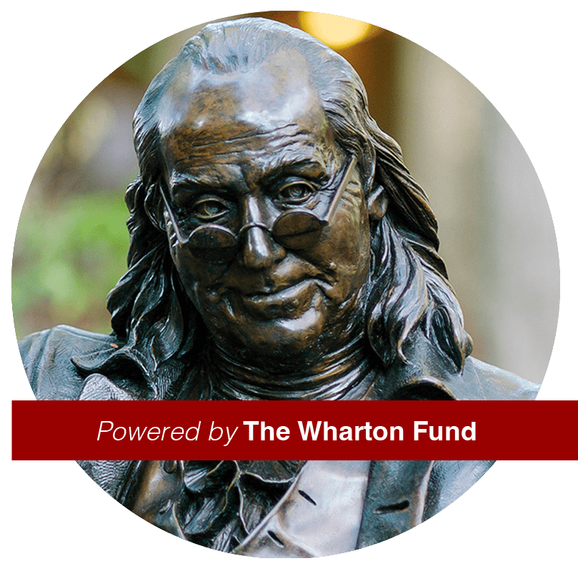 Powered by The Wharton Fund, with the image of Ben Franklin