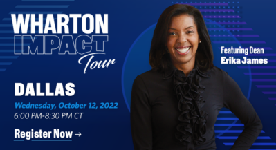 Wharton Impact Tour featuring Dean Erika James banner