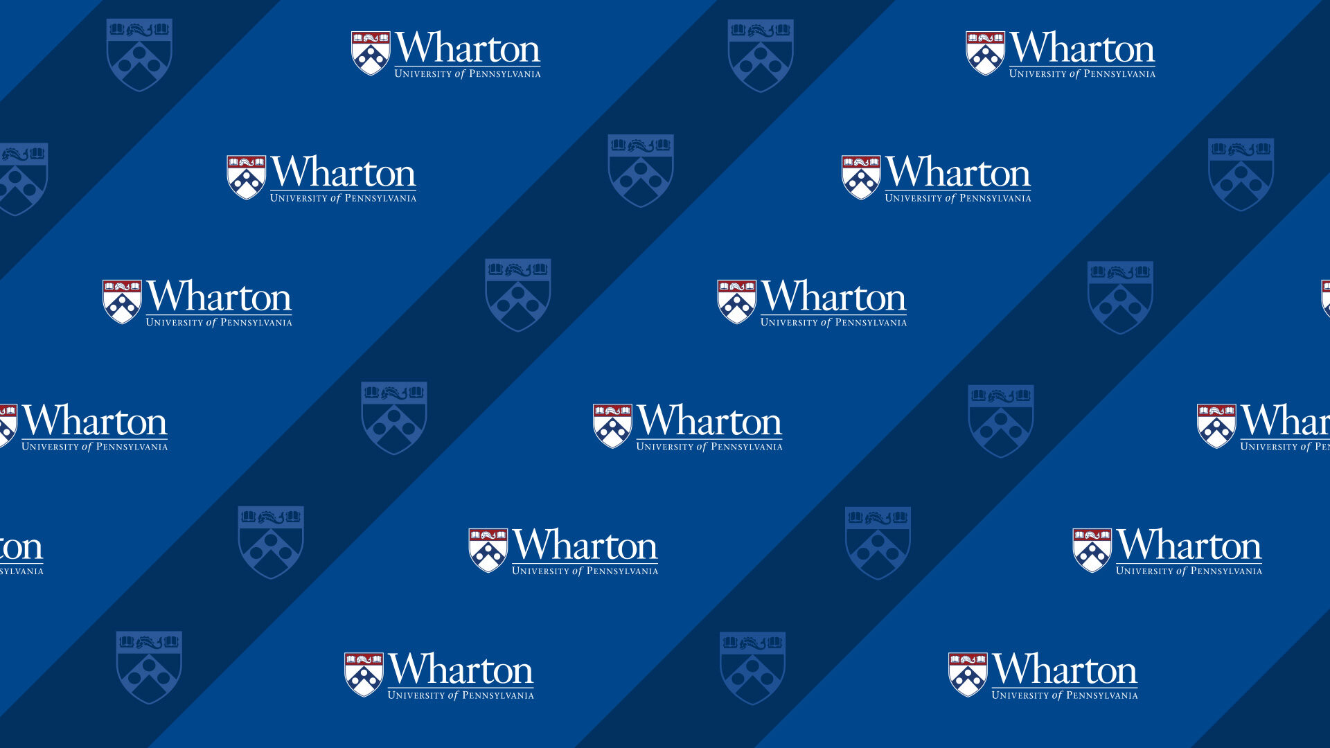 Wharton logo and Penn shield repeated