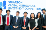 Last year’s winners, with Eli Lesser, Executive Director of the Wharton Global Youth Program, at left, and Professor Serguei Netessine, Senior Vice Dean for Innovation and Global Initiatives, at right.