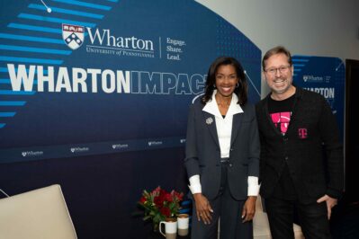 Seattle 2023 - Dean Erika James and Mike Sievert, W’91, T-Mobile’s president and CEO