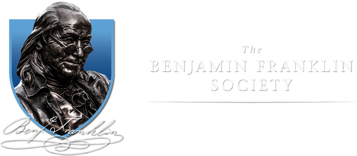 Picture of Ben Franklin's bust and signature with The Benjamin Franklin Society logo