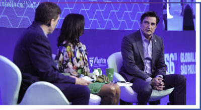 Group photo from the Global Brands and Global Fans session at the Wharton Global Forum in São Paulo