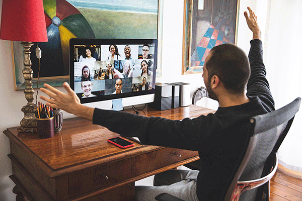 Wharton Circle member participating in a virtual Circle meeting