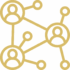 Illustration of a network with connected circles containing person icons, representing social connections or a communication network.
