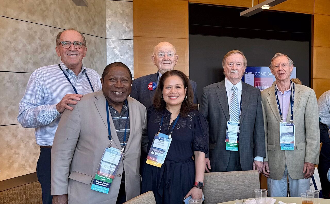 Phone of WGES members at the 2025 Wharton MBA Reunion