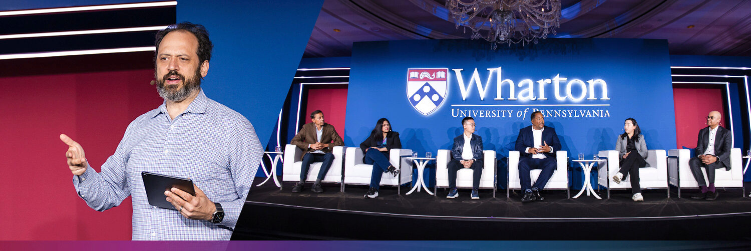 FY26_WH-GF-SF_Web_Recap-01_Hero Professor Ethan Mollick and a group of alumni speakers at the Global Forum San Francisco
